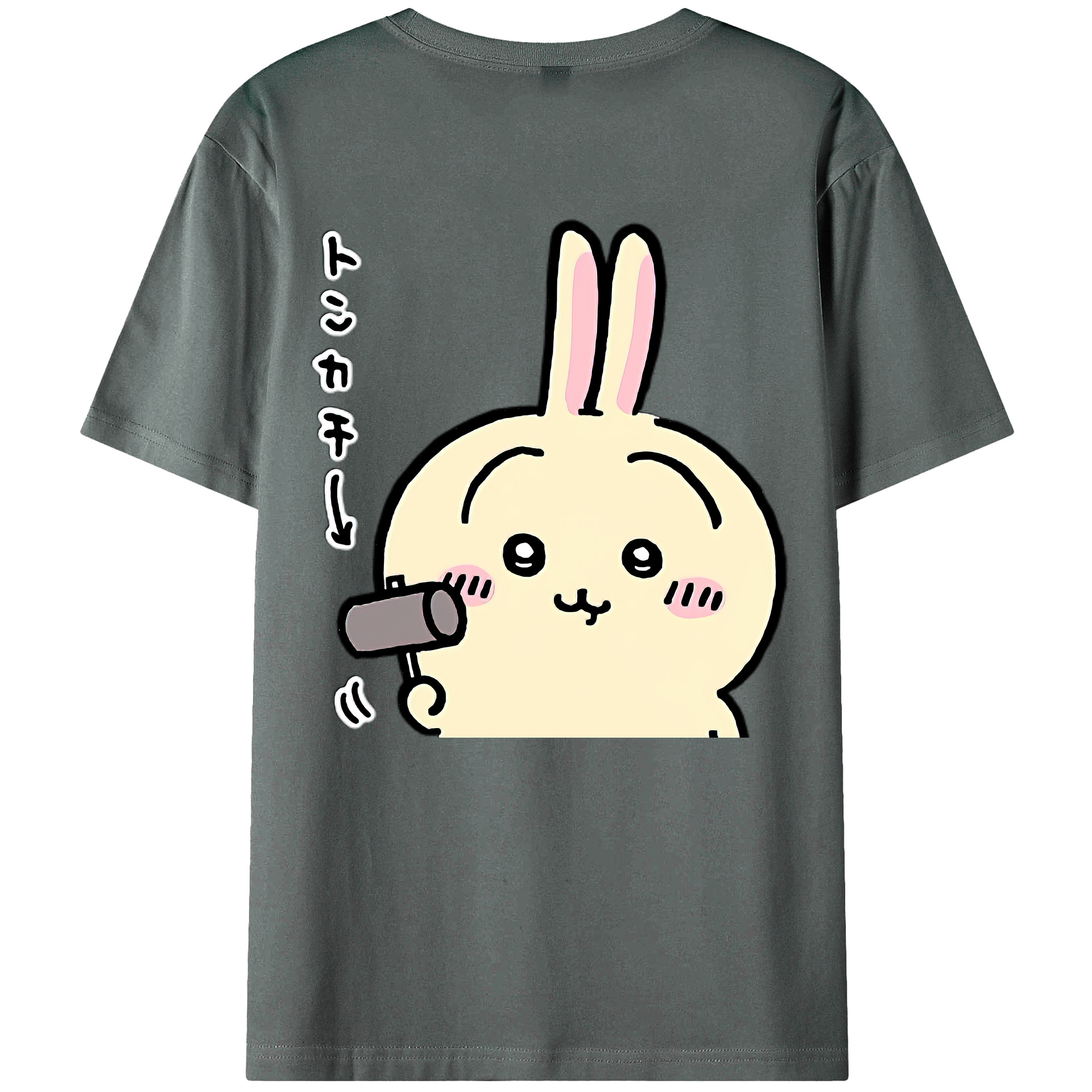 （画像用） ちいかわ うさぎ Chii-kawa usagi 綿100％ メンズ半袖Tシャツ（バックプリント） 通気性